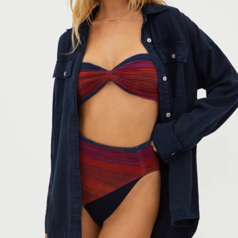 BEACH RIOT Coramine Top Ultramarine Relaxed Oversized Fit Button Down Cover Up